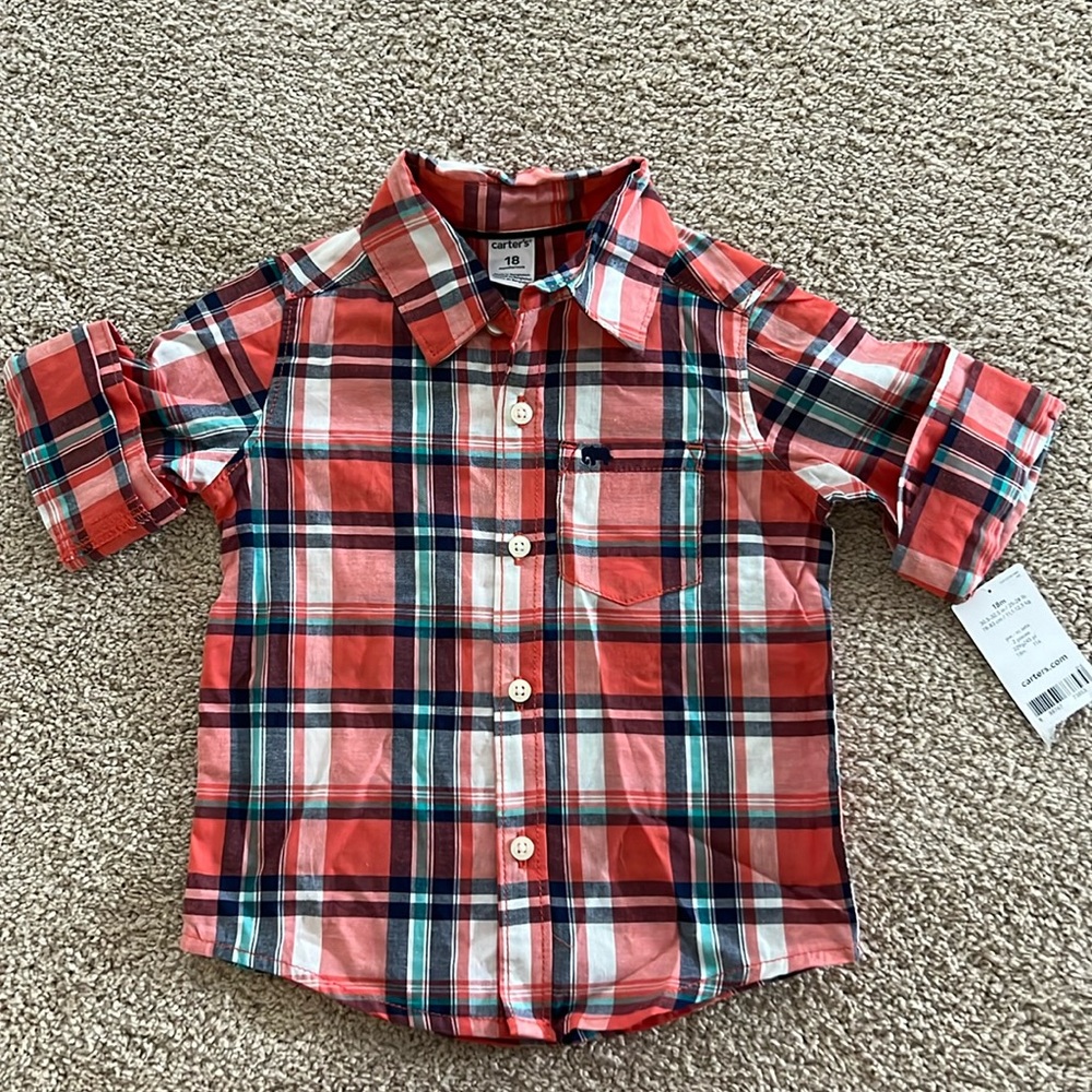 Carters 18 month button up shirt, new with tag still attached.